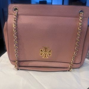 Tory Burch Britten Flap Shoulder Bag in Pink Moon.